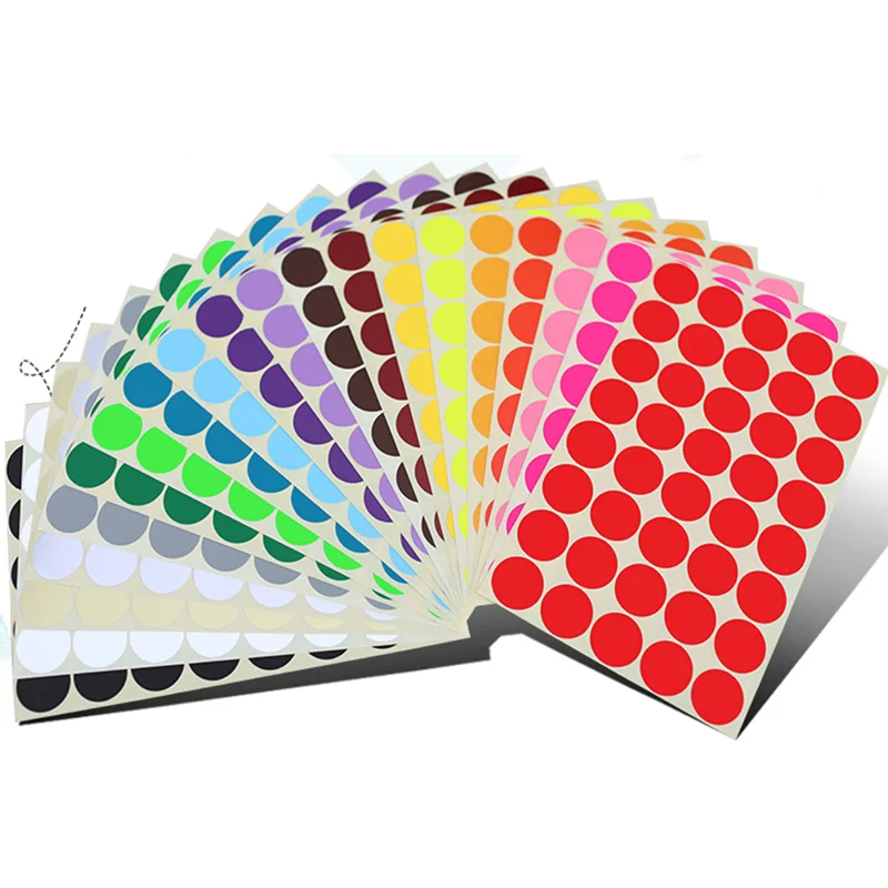 20Sheets Mixed Color Round Labels Stickers Color Code Dot Labels