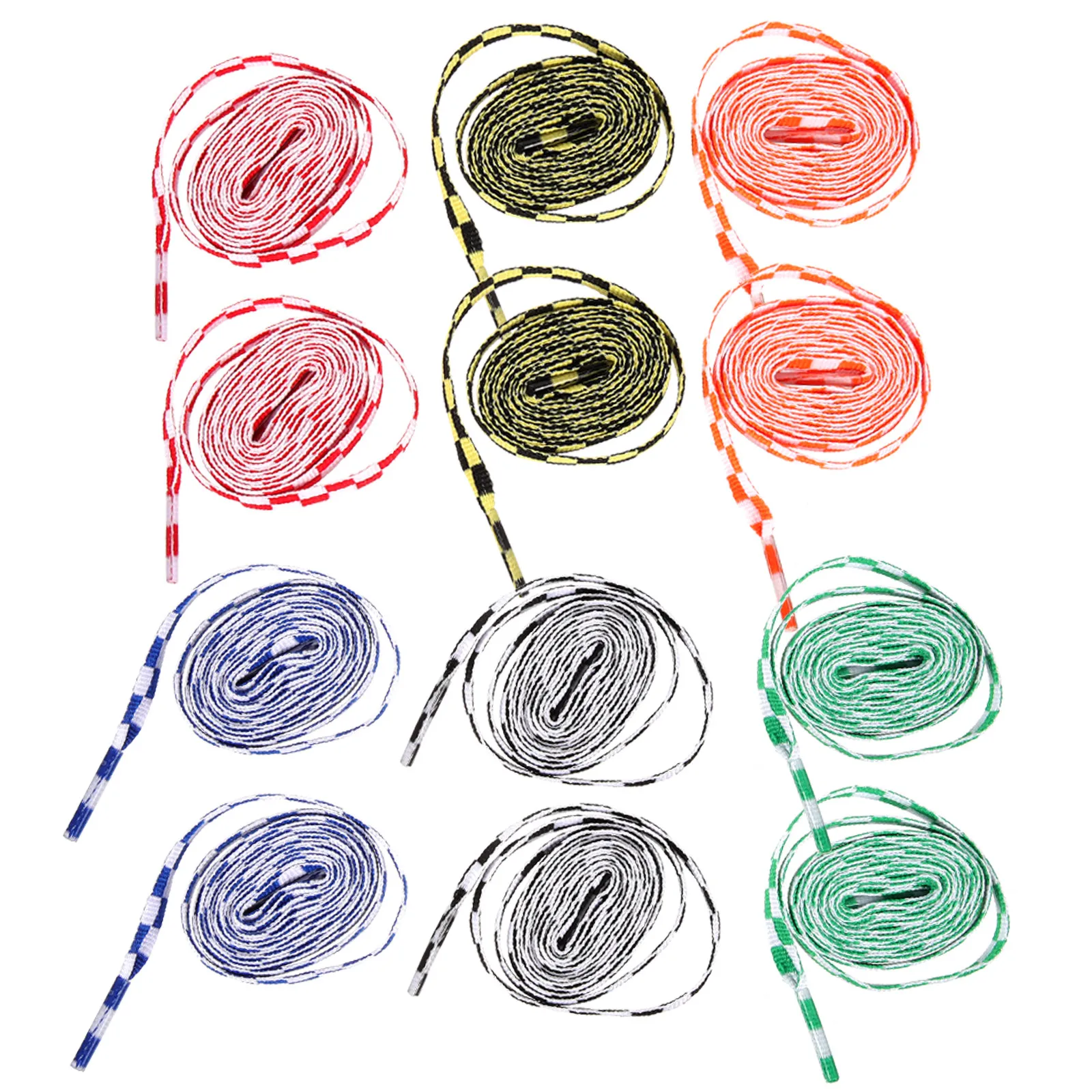 12쌍 다채로운 플랫 신발끈 (스니커즈, 캔버스화 교체용) 폴리에스터 장 신발끈..