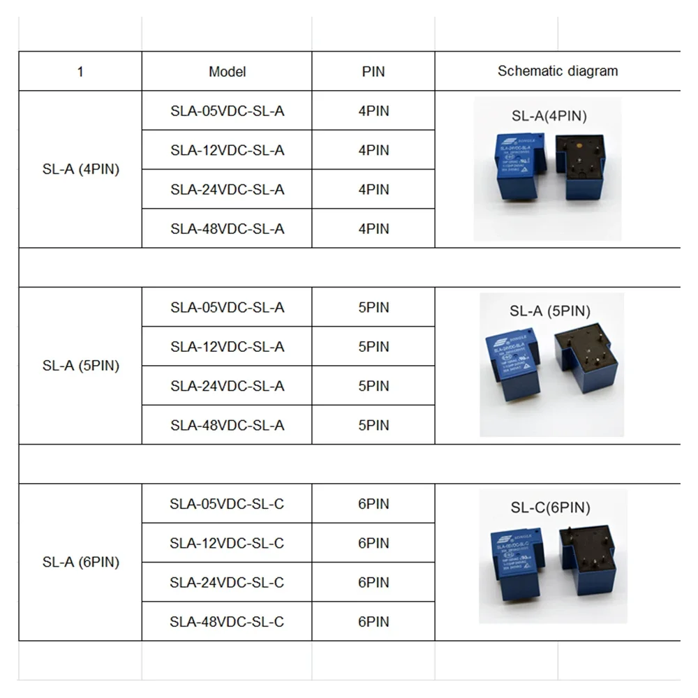 10 Pezzi Relè SONGLE 5 Pin 48V SLA-48VDC-SL-A T90 30A 250VAC 30VDC