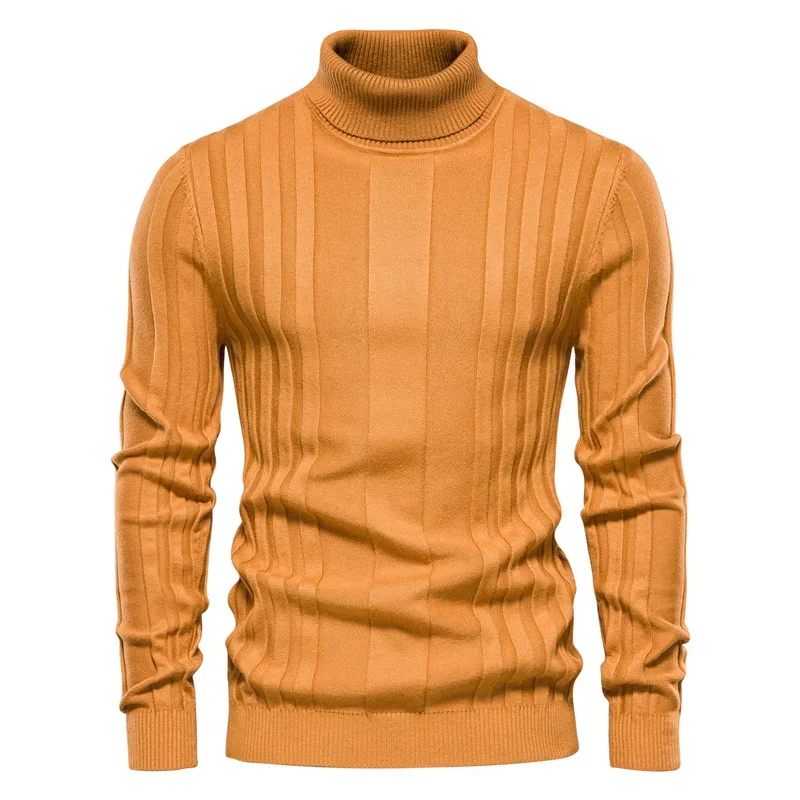 

Men Turtlenecks Sweaters Knitwear Pullovers Solid Color Long Sleeved Striped Sweater Male Casual Daily Multicolor Sweaters S-XXL