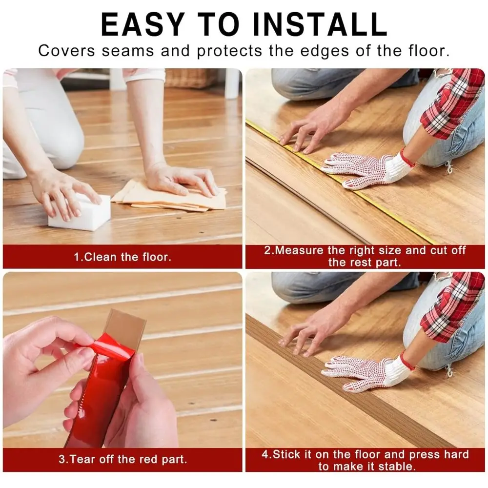 NEW Self Adhesive Floor Transition Strip Wear-resistant Carpet To Tile Threshold Cover Flat Wood Grain Divider Strip Household
