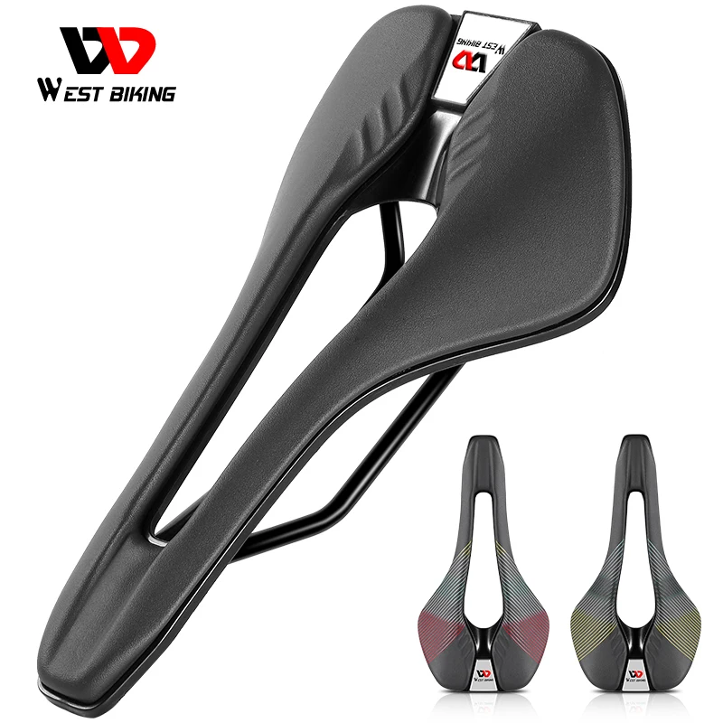 

WEST BIKING Nylon Fiber Leather Bicycle Saddle High Performance Open Cushion MTB Road Bike Saddle Triathlon Cycling Race Seat