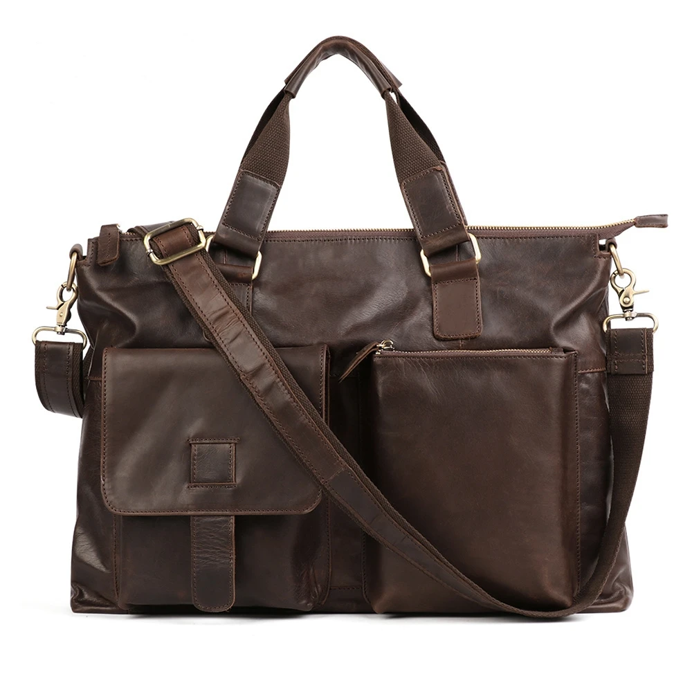 

Executive Briefcase Bag Genuine Leather Men Retro Messenger Bag Male Business Laptop Sling Shoulder Bags Crossbody Bags Handbag
