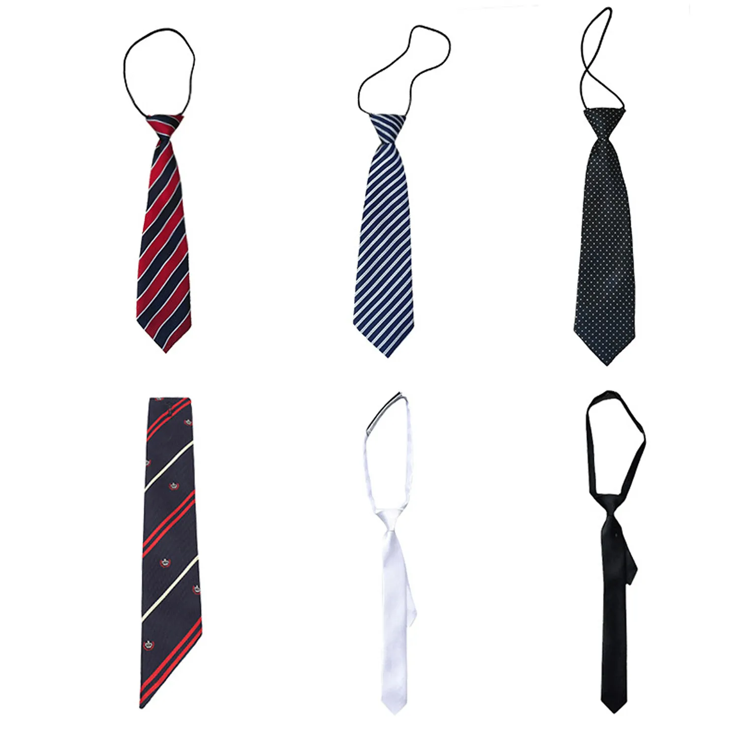 LOLANTA Kids Boys Black Red Long Tie Striped Dots Solid Pre-tied Formal Necktie Party Wedding Club Suit Neckwear
