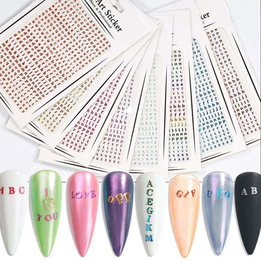 

1Pcs Creative 26 Alphabets Nails Sticker Manicure Adhesive Decal 3D Back Glue Nail Decal Letter DIY Nail Art Decorations