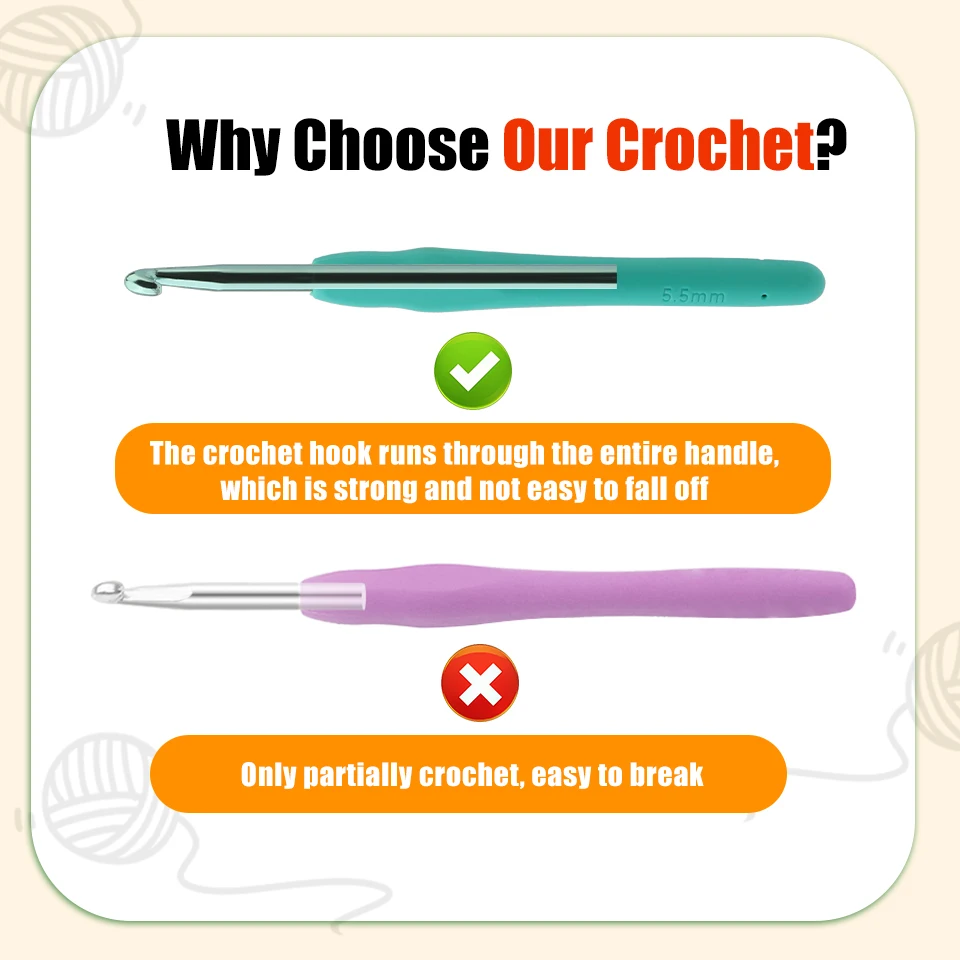 Crochet Hook Kit Soft Handle Knitting Crochet Needles DIY Hand Knitting Accessories for Beginners