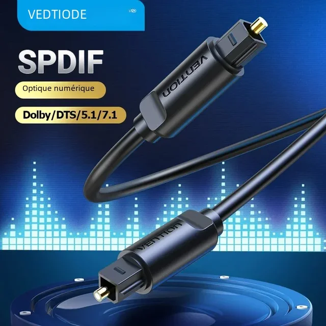 Câble optique audio numérique Spdif 1m Home cinema Barre son PS4  Playstation 5..