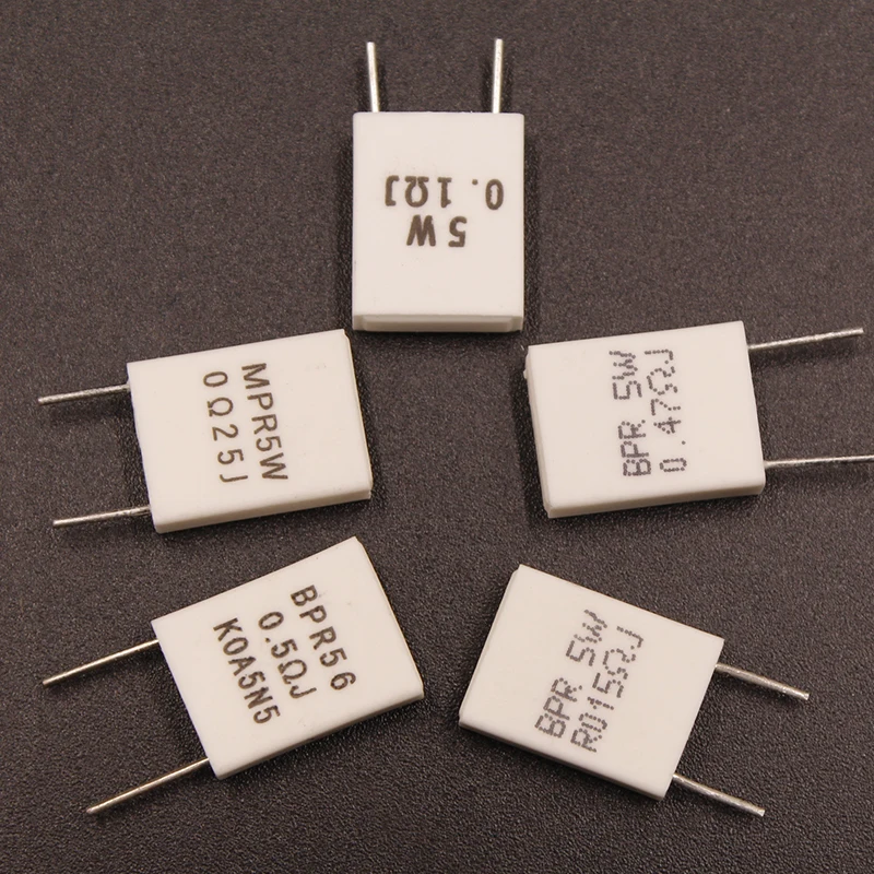 10Pcs MPR non inductive resistors 5W 0.01R 0.5R 0.068R 0.015R 0.22R 0.47R 0.25 ohm 0.015 ceramic cement resistors cement resistor