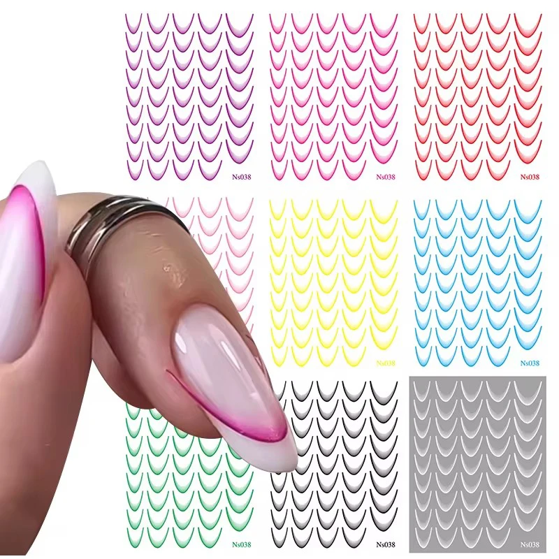 Gradient Color Line Design French Nail Art Stickers Self-adhesive Ail Tips Guides For Diy Decoration Stencil Tools nail stickers nail art tools nail decals
