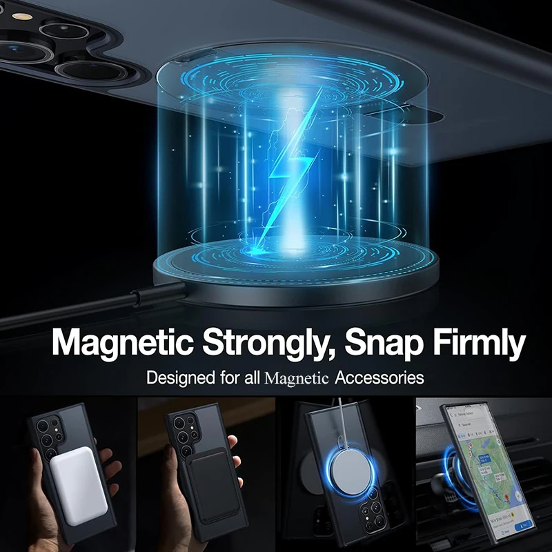 Magnetic Mobile Phone Case with Ring Kickstand for Samsung Galaxy S25 S24 Ultra S23 S22 Plus Mobile Cases Translucent Back Cover - 5