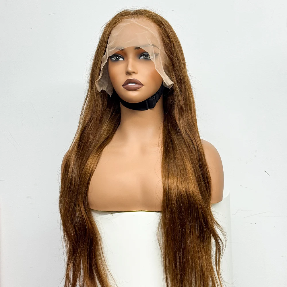 Chocolate Brown Straight Human Hair Wig 13x4 #4 Color 22-34inch Straight 13x4 Lace Frontal Human Hair Wig 250% Density For Women