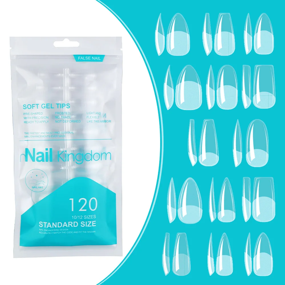 

120 Pcs/bag Soft Gel Tips Half Matte Finishing False Nail Tips 11 Sizes Multi Shapes Available Full Cover Extension Fake Tips
