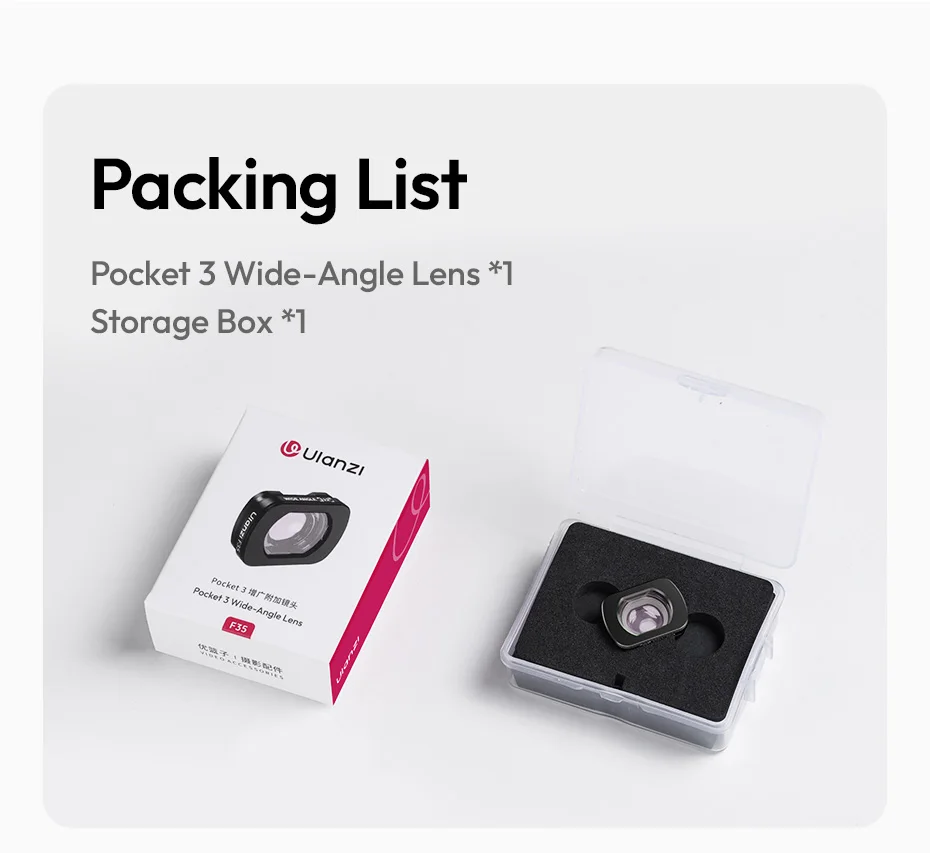 Ulanzi F35 Pocket 3 Magnetic 1.5X Telephoto Lens Wide-Angle Lens for  Osmo Pocke