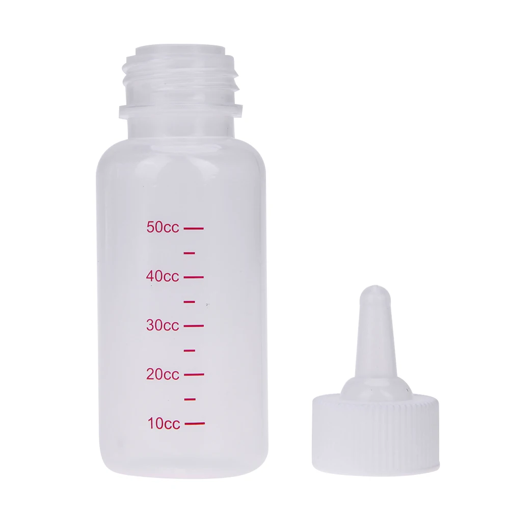 Transparent Newborn Baby Bottle with Cap 50ml Imebaby Baby Feeding Bottle Nipple-Squeezably Eco-friendly for Puppy Little Rabbit