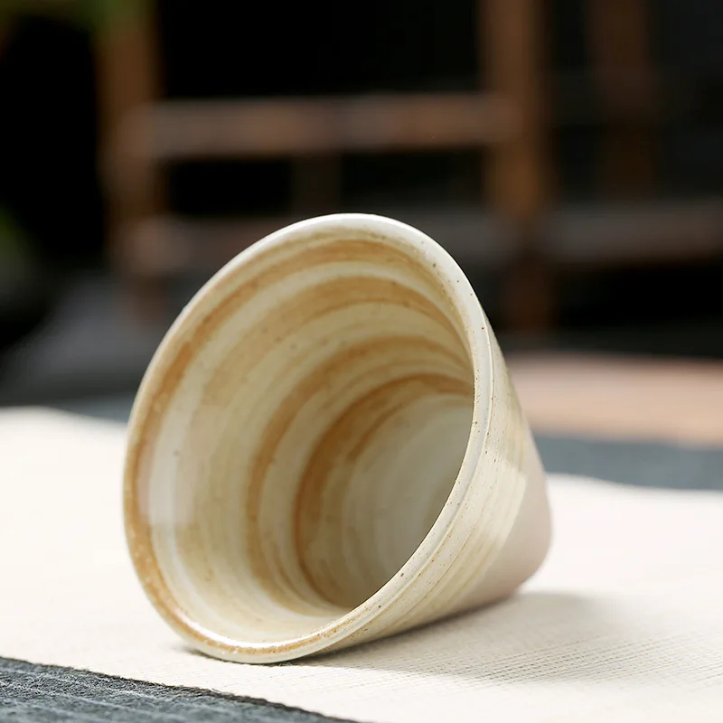 100ml Creative Pottery Coffee Cup Retro Ceramic Coffee Mug Rough Pottery Tea Cup Japanese Latte Pull Flower Porcelain