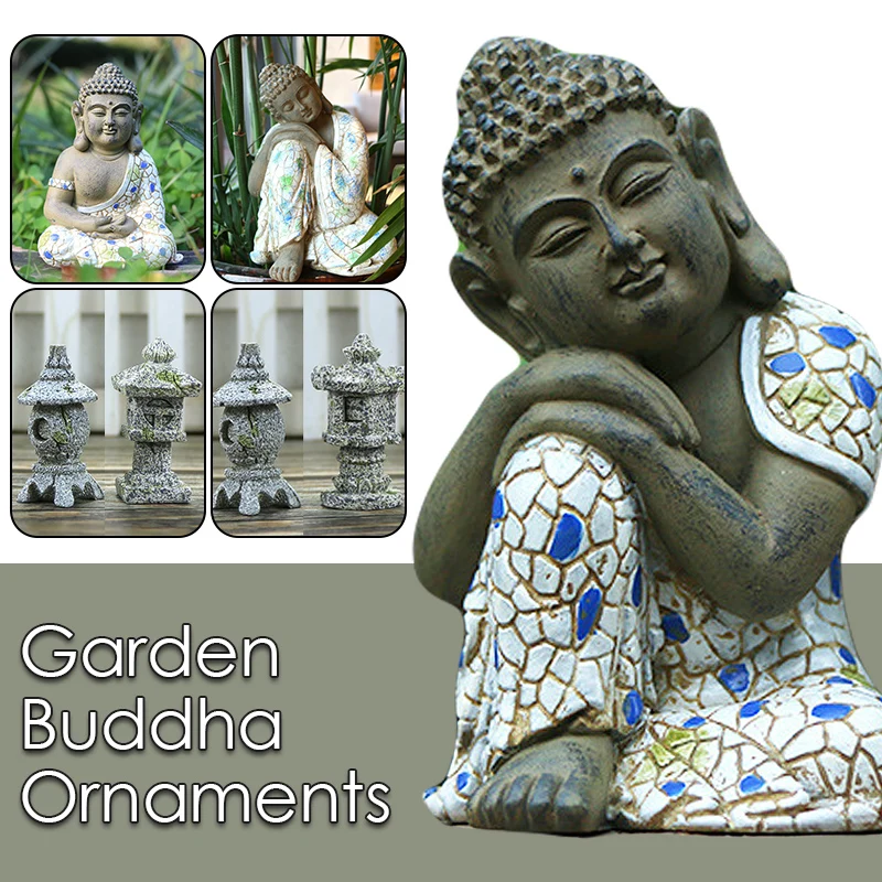 

Buddha Statue Figurine Resin Stone Tower Buddhist Sculpture Ornament Home Living Room Crafts Balcony Rockery Garden Decor Bonsai