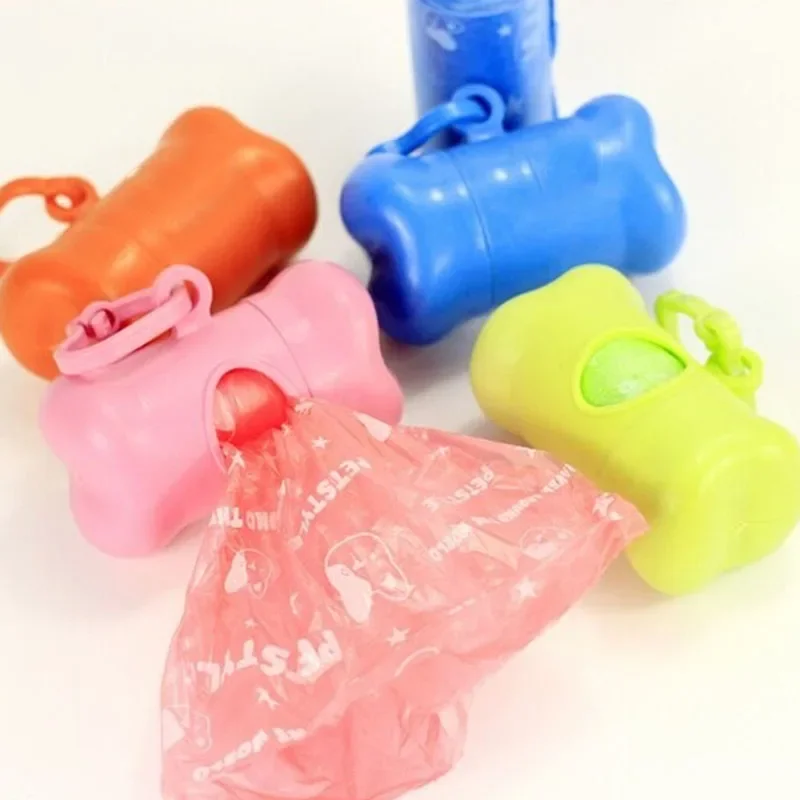Pet Dog Poop Bags Box Colorful Portable Bone-shaped rubbish bag poo storage box(Without bags) dog poop bag holder