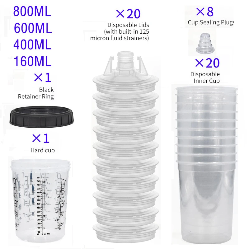 

20 шт., 30 шт., одноразовые чашки для смесителя красок, 160/400/600/800 мл