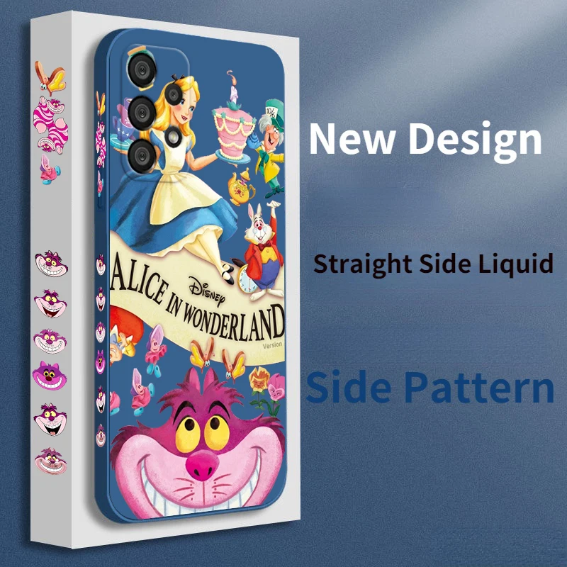 Simpatica Custodia Per Telefono Alice E Cheshire Cat Per Samsung A73 A53 A33 A52 A32 A71 A51 A21S A03S A50 A30 5G Liquid Left Rope Funda