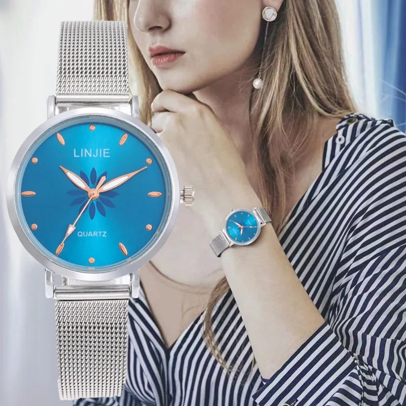 

Watches for Women Luxury Silver Popular Dial Flowers Metal Ladies Bracelet Quartz Clock Ladies Wrist Watch Clock часы женские