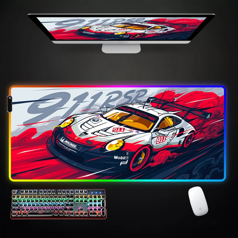 

Large RGB Mouse Pad XXL Gaming Mousepad LED Mouse Mat Car Design Gamer Mousepads Table Pads Keyboard Mats Desk Rug With Backlit