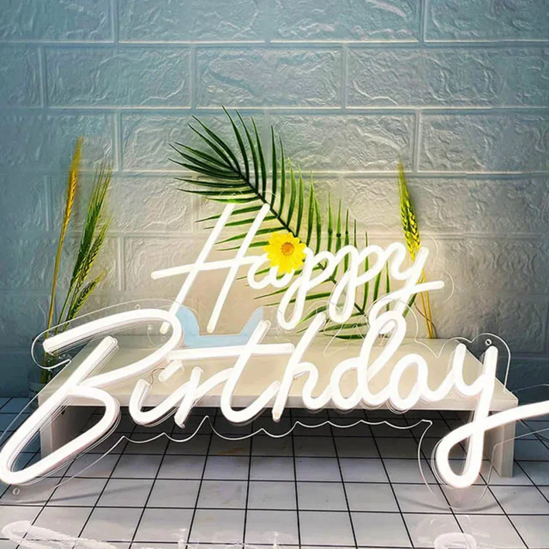 Custom , Drop shipping Cardboard Happy Birthday Acrylic Letters Electronic Custom Neons Sign LED Customized Night Light custom custom china neon sign led neon light sign lashes room decor all you need is love neon sign lighting words