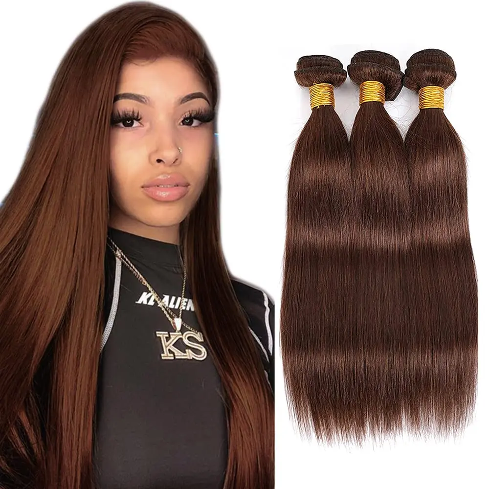Brown Bundles Straight Human Hair Color #4 Chocolate Brown Bundles Hair Extensions For Women Brazilian Remy 10-30 Inch human hair extensions,human hair bundles