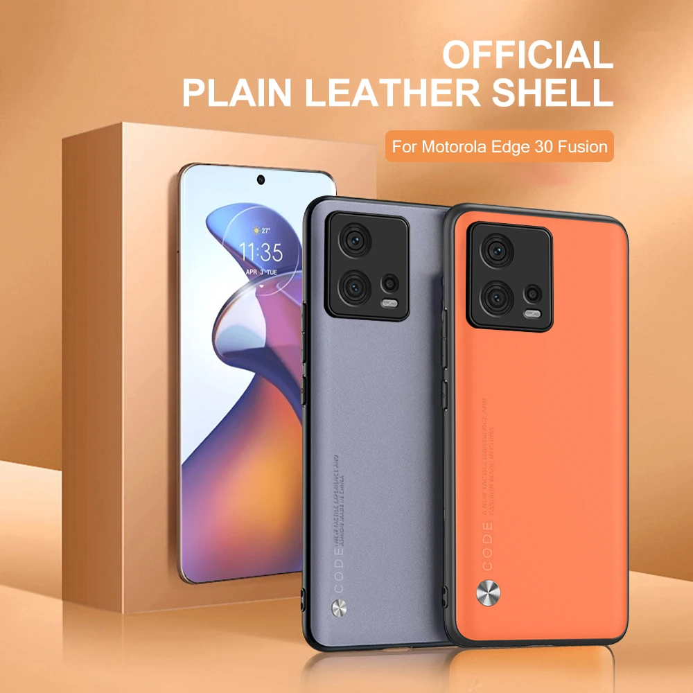 Per Motorola Edge 30 Fusion Case Luxury Plain Leather Soft Frame Cover Moto S30 Pro X30 5G 30 Fusion 30Pro Camera Protect Shell