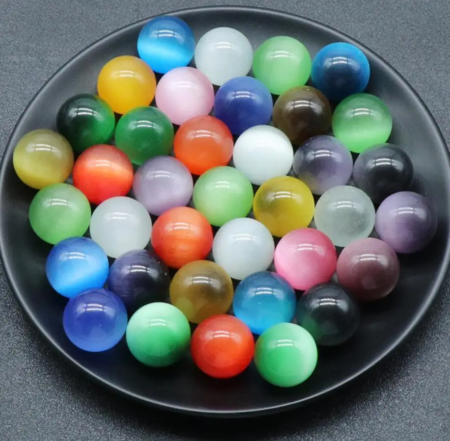 20mm Cat's Eye ornament Reiki Healing Chakra Quartz Mineral Crystal Tumbled Gemstone Hand Piece Home Decoration Jewelry Making