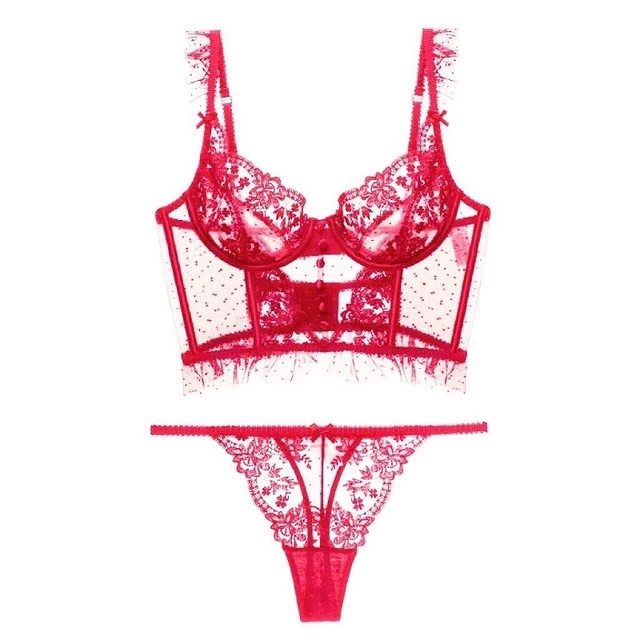 LADIES SECRET new red mesh bras lace women embroidery transparent underwire  bh thin sexy lingerie bra floral 36D 38D 40D 42D 44D - AliExpress