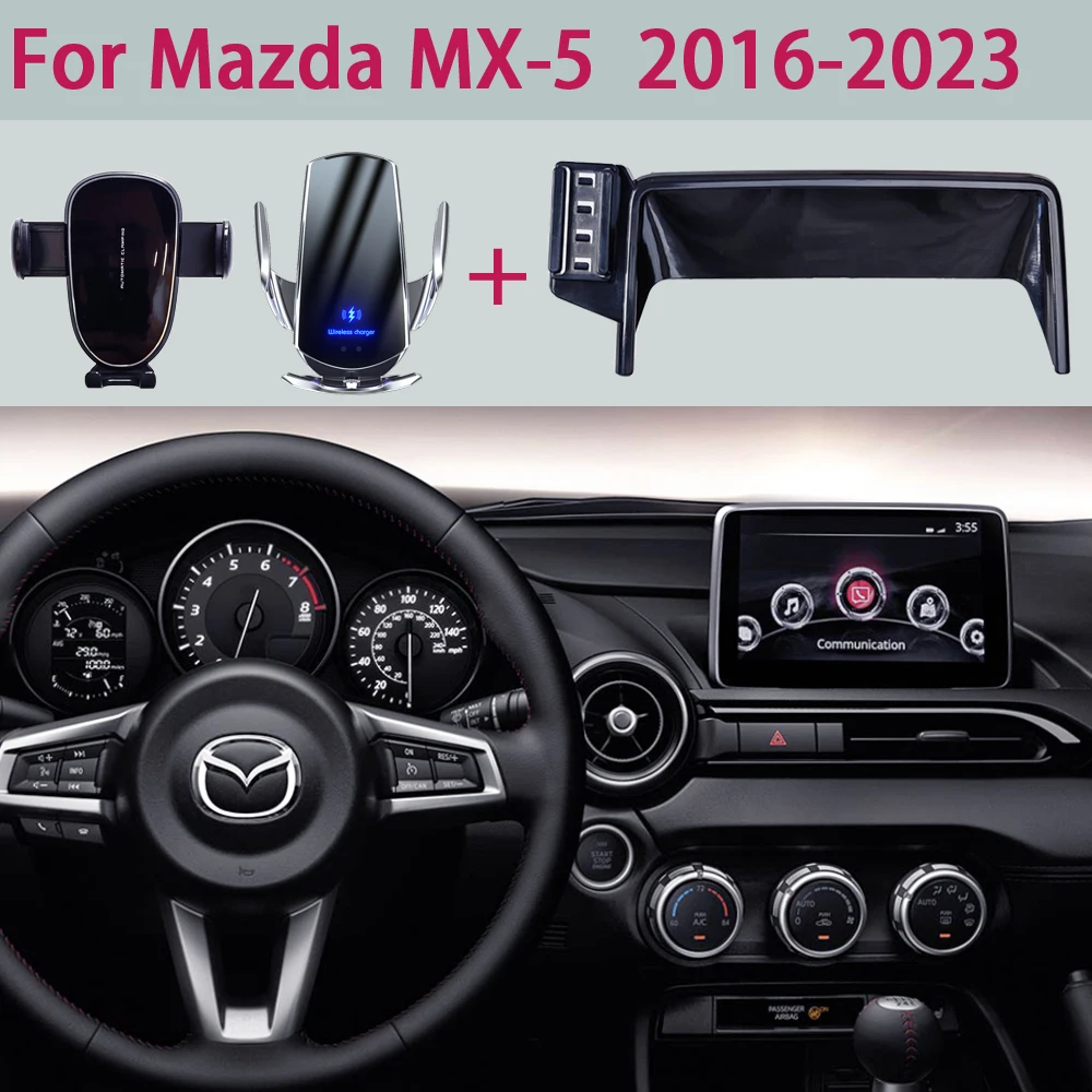 

Автомобильный держатель для телефона Mazda MX5 MX-5 ND 2016 2017 2018-2021 2022 2023, 7-дюймовый экран, фиксированный кронштейн, подставка для беспроводной зарядки