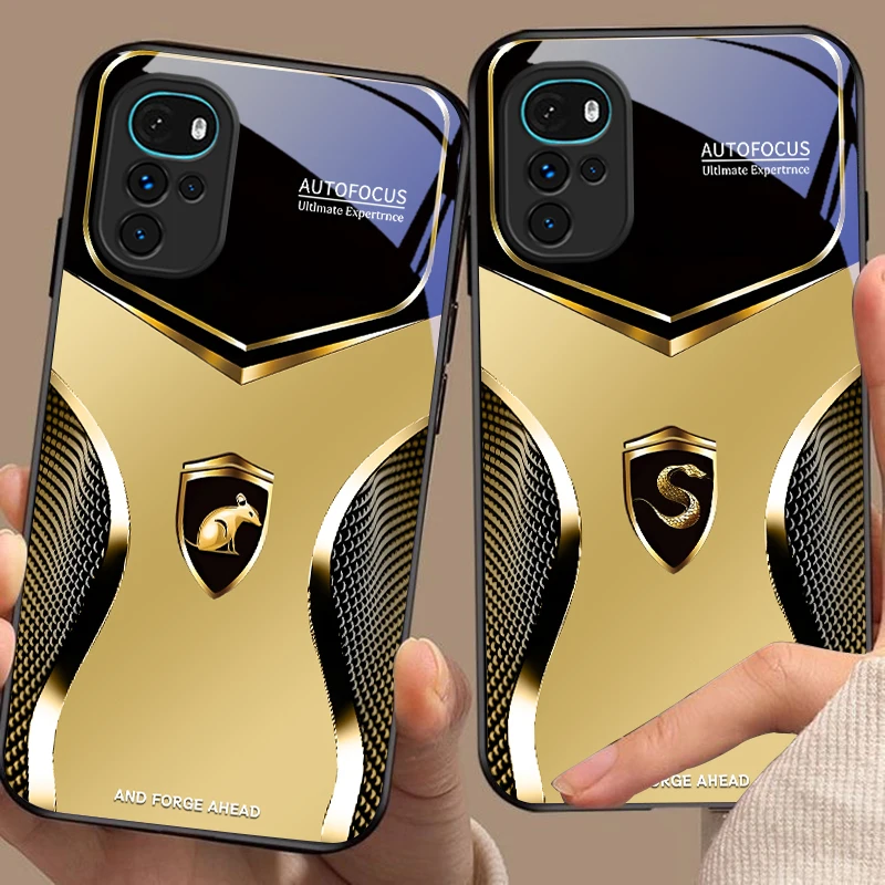 Golden Cartoon Mouse Glass Phone Case