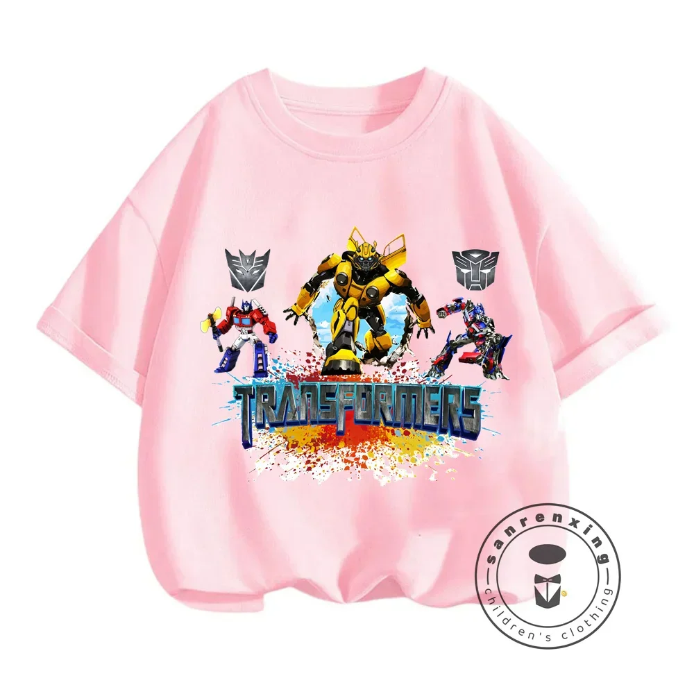 Transformers Cartoon Prints for Summer Coolness Stylish Boys' T-shirts with O-neck Design American Edition for Elastic Children 4