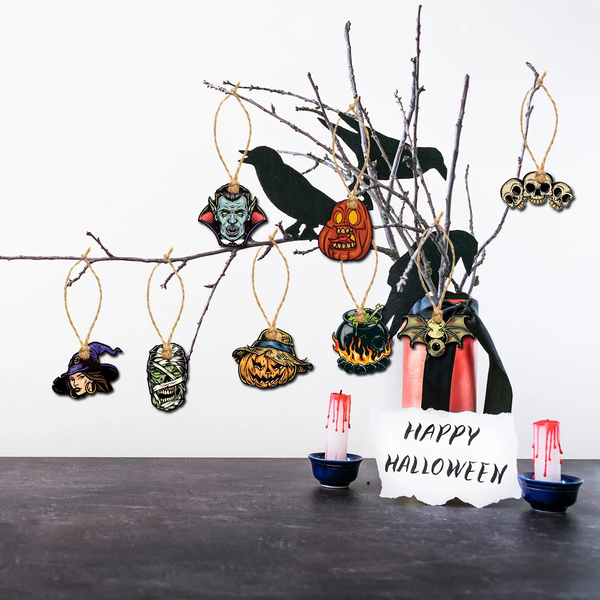 8 stücke Vintage Halloween Baum Ornament Dekorationen Horror Kürbis Hexe  Schädel Anhänger hängen Tag für Halloween Party Wohnkultur - AliExpress, image size:1200x1200