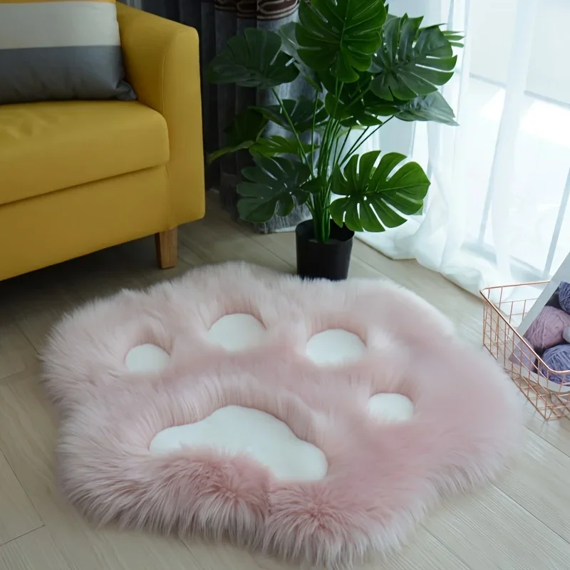 Charming Cat Paw Plush Carpet-Durable & Washable, Soft Low Pile Decorative Rug for Cozy Home
