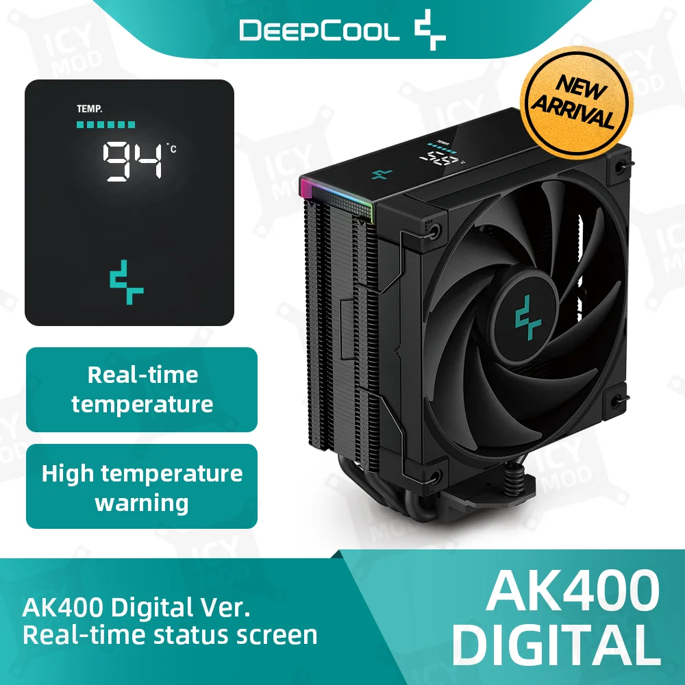 

DeepCool CPU Cooler AK400 Digital for AM5 1850 RPM PWM Real-time Display CPU Air Cooler with 4 Heatpipes Chip Cooling Heatsink