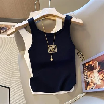 Womens Summer Knit Lace Tanks Camis Strapless Cropped Vest Gothic Harajuku Fairycore Sweet Backless Slim Fit Stylish Casual Wear 1