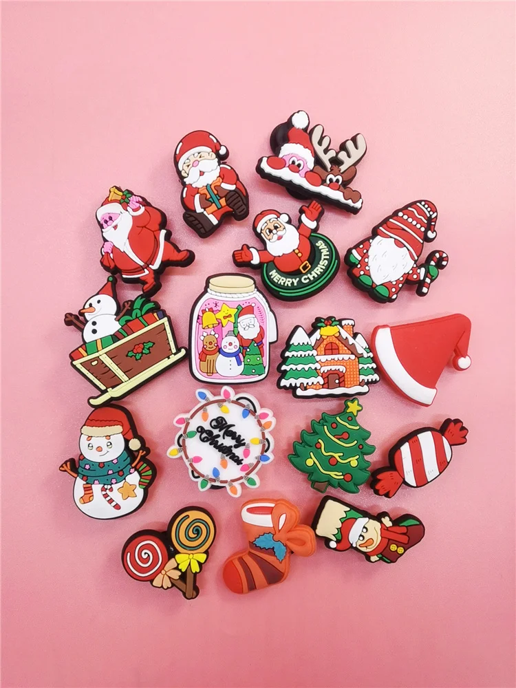 Kawaii Christmas Croc Shoes Charms Diy Combination PVC Buckle Decor Funny Women Clog Shoes Decoration Croc Accessories For Kids