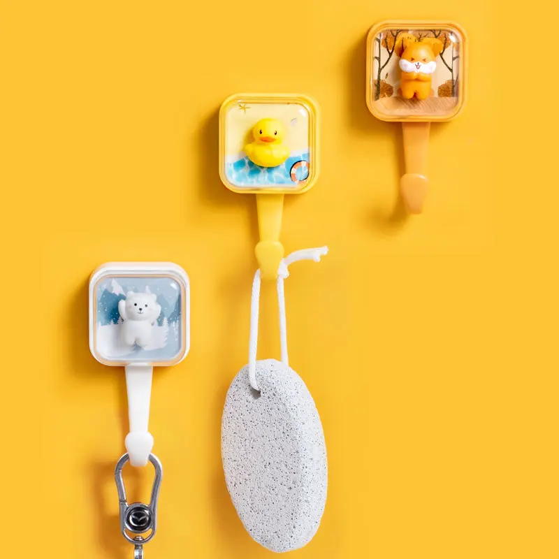 Cartoon Cute Creative Hook Strong Adhesive Hook No Punching Cute Animal Bouncing Hook Dormitory Bedroom Coat Hook 2