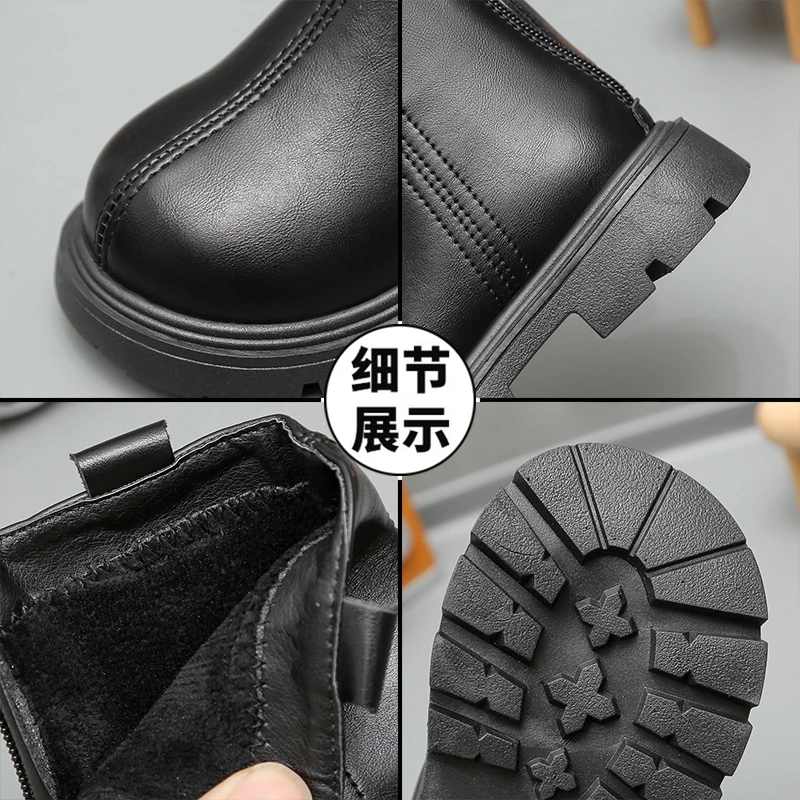 Girls Fleece Ankle Boots Soft Sole Breathable Winter School Shoes