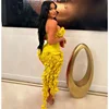 Robe d'anniversaire élégante à volants et franges pour femmes, tenue de soirée longue de célébrité, irrégulière, sans bretelles, sans manches, 2024