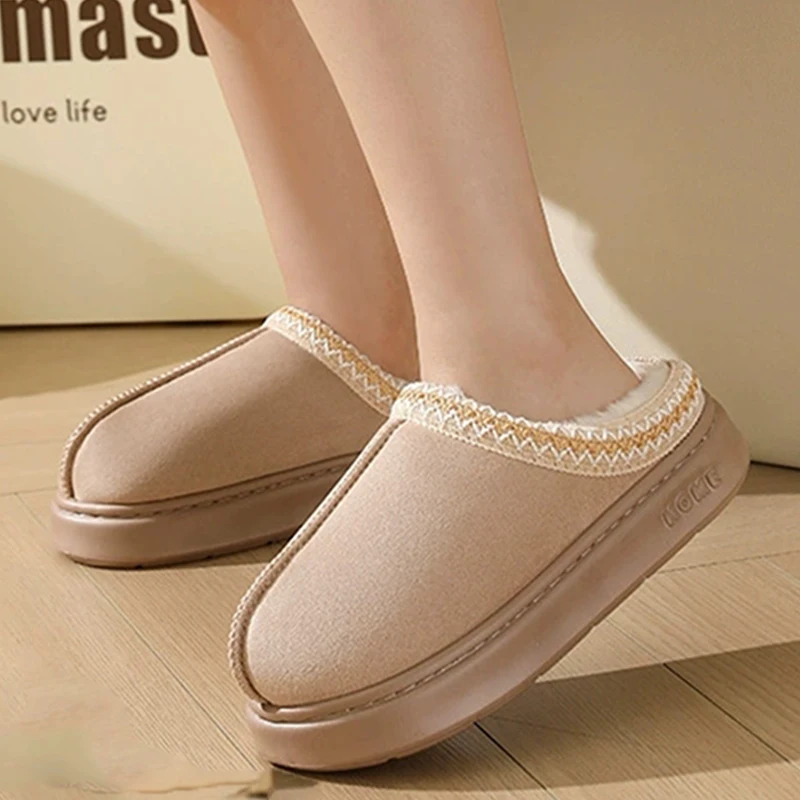 Soft Fluffy Platform Slippers for Women Comfortable Short Plush Warm Women's Home Slippers Non Slip Cotton Indoor Shoes Woman