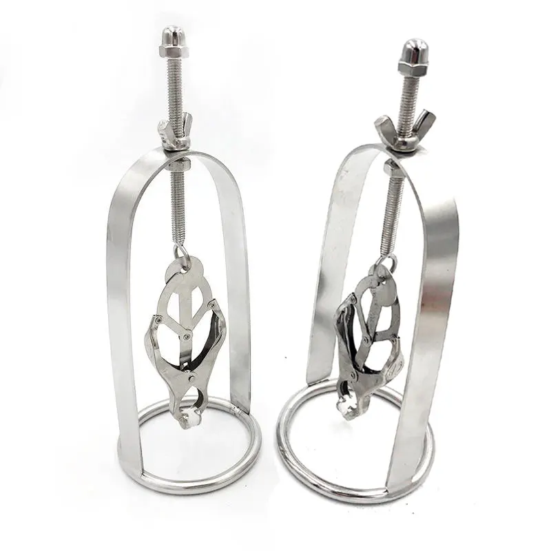 Female Adjustable Stainless Steel Nipple Clips Clamps Nipple Squeeze Stretching Device Breast Stimulator Bondage BDSM Sex Toy N8