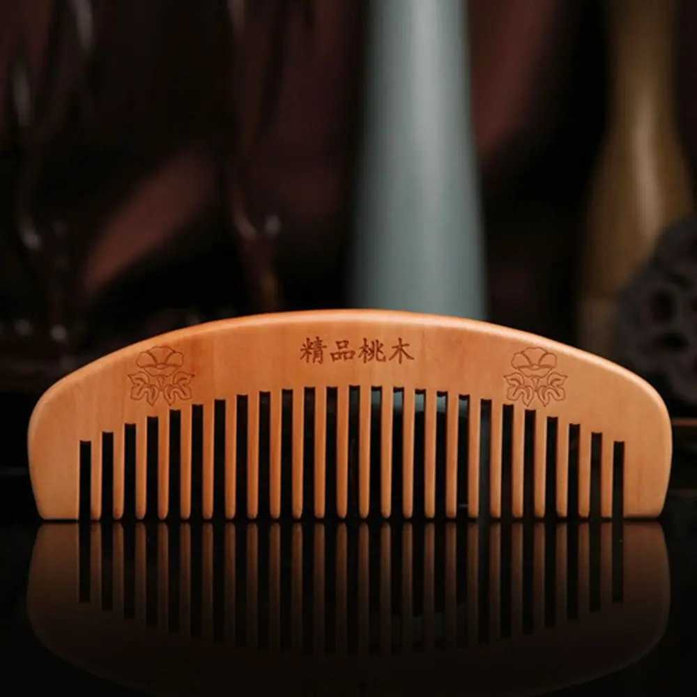 New Anti-Static Handcrafted Natural Peach Wood Hair Comb Head Massage Sandalwood Comb Hair Care DIY Styling Tool