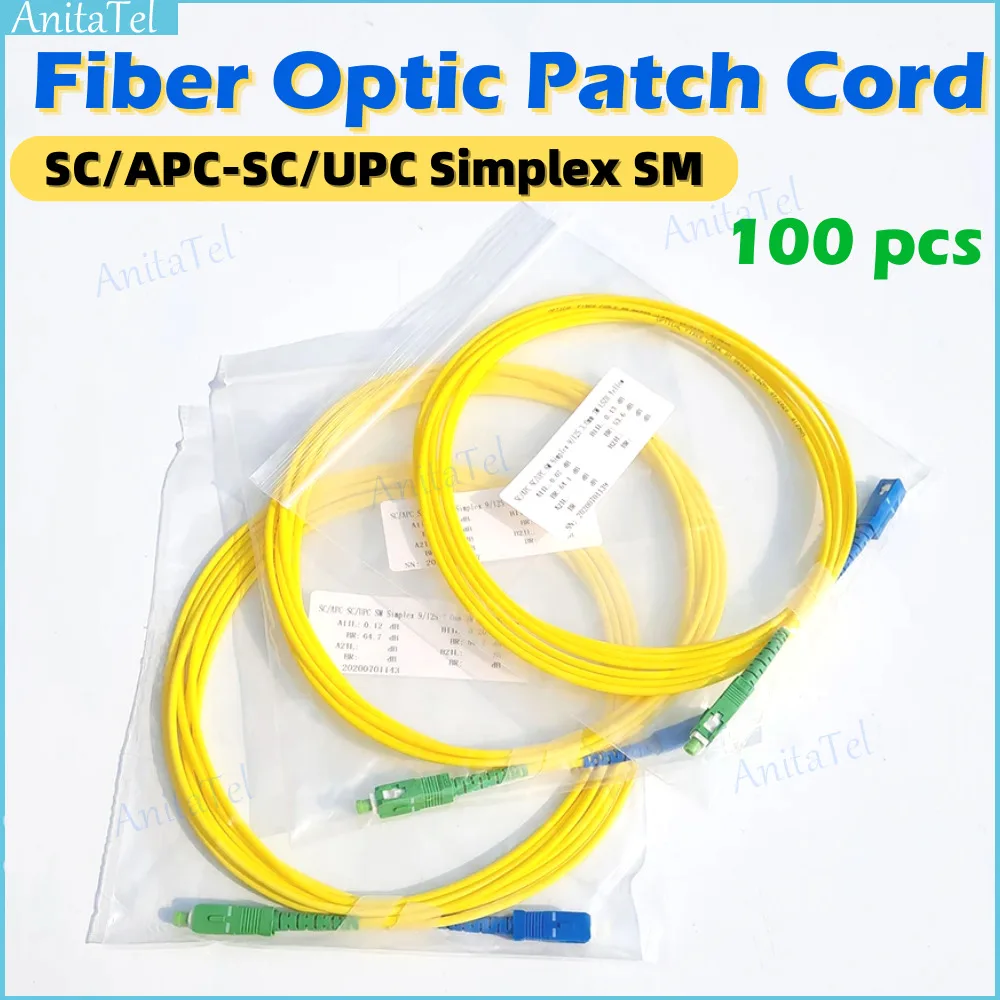 100 Pz/Lotto Sc Apc A Sc Upc Sc Patch Cord Simplex 3.0Mm Lszh Single Mode Fiber Patch Cable Jumper Spedizione Gratuita