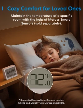 Meross Matter Smart US Wi-Fi Thermostat Compatible with 95% heating and cooling systems Work with Alexa Homekit 3