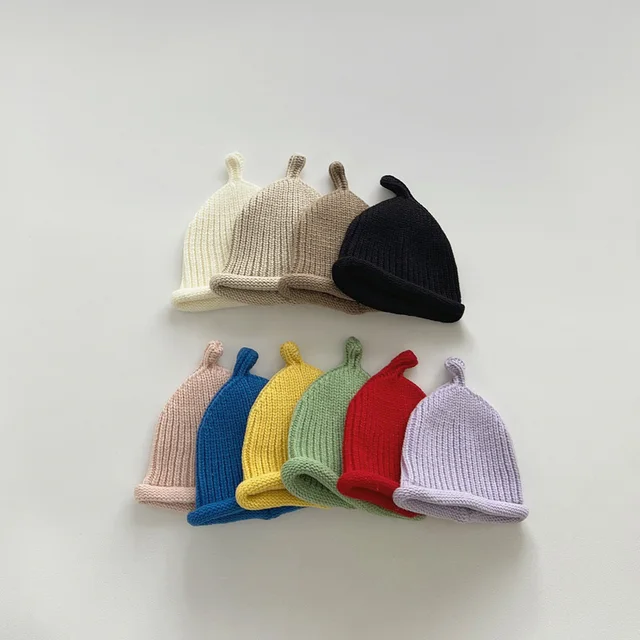 Bonnet en laine au crochet pour enfants, bonnet pull mignon pour bébé, bonnets chauds pour tout-petits, garçons et filles, document solide, hiver, 3-24m 1
