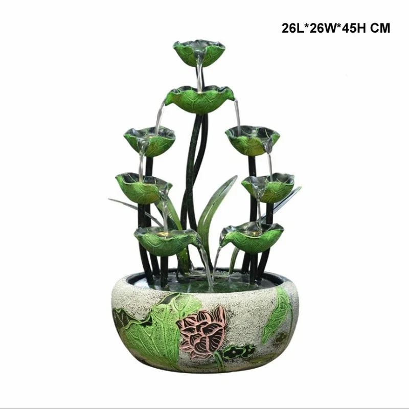 Relaxation Water Fountain Indoor Tabletop Mini Lotus Resin for Home