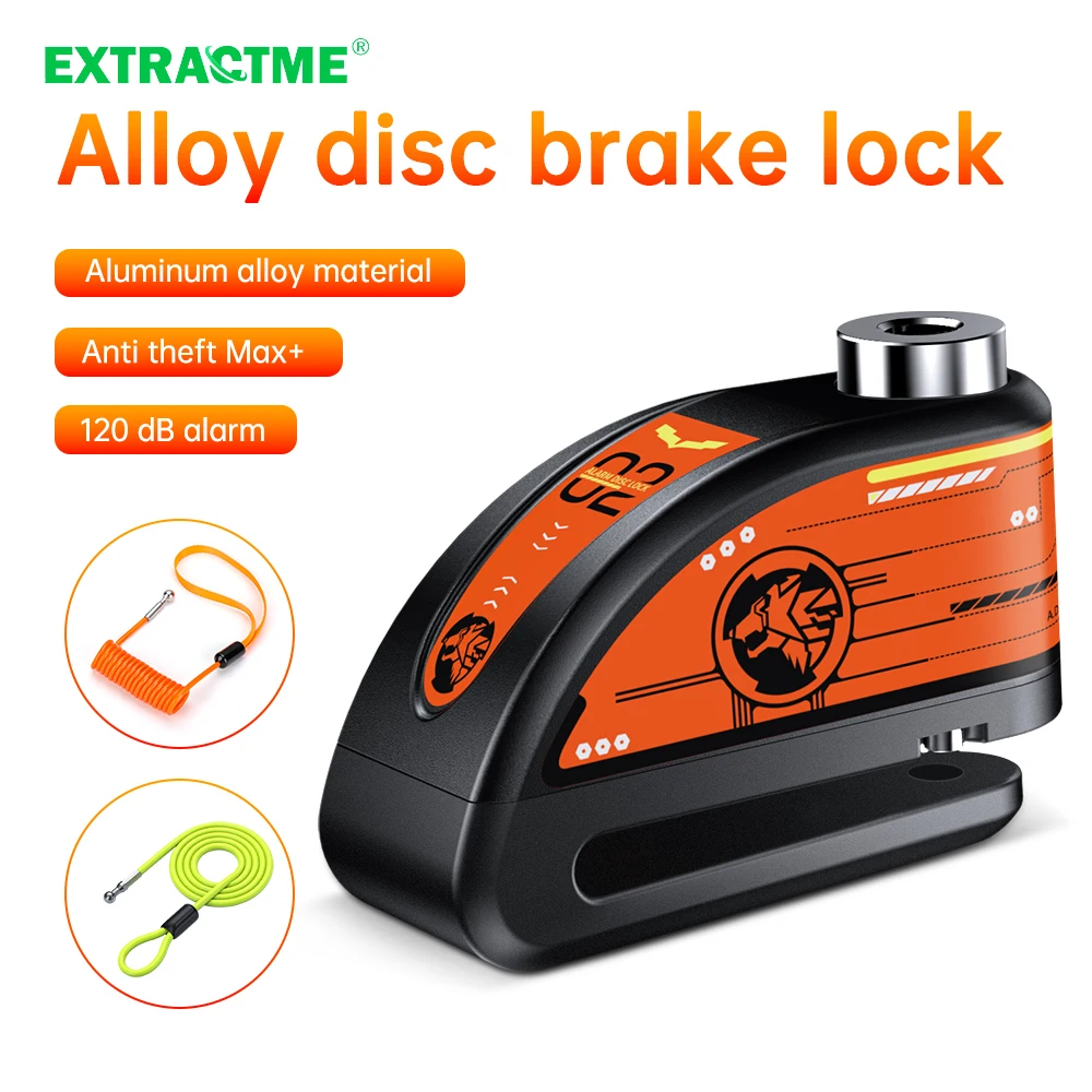 Extractme Motorcycle Lock Alarm Padlock Motorbike Lock Bicycle Alarm Moto Brake Disc Lock Anti-Theft Car Alarm Security System