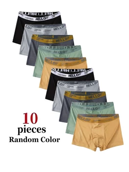 Casuale 10 pezzi intimo da uomo moda boxer ad alta elasticità pantaloncini da uomo morbidi e traspiranti comodi taglie fortiL-4XL 1